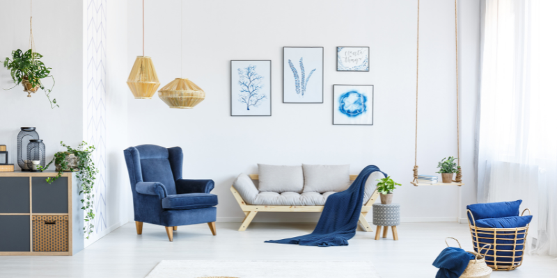 Inspirações para decorar sua sala de estar com a cor azul