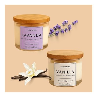 Kit 2 Velas Aromáticas Lavanda e Vanilla